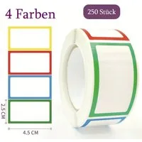 Ware aus aller Welt Aufkleber 250 bunte Aufkleber 4 Farben ideal zum Markieren Ordnen Organisieren, (250tlg)