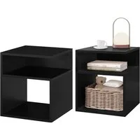 EUGAD Nachttisch (2-St., Set), Beistelltisch mit 2 offene Fächer