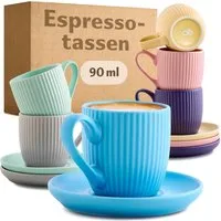 Cosumy Espressotasse Espressotassen Farbig Pastel Matt 6er Set, 12-tlg., Keramik, Spülmaschinengeeignet