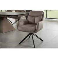 riess-ambiente 4-Fußstuhl PROMETHEUS taupe - Samt, Vogue Velours, Metall, Taschenfederkern (Einzelartikel, 1 St), mit 180° Drehfunktion und Autoreturn – ideal für elegante Esszimmer