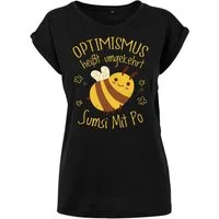 Youth Designz Print-Shirt "Optimismus Sumsi Mit Po" Damen T-Shirt mit lustigem Spruch für Frauen Statement Geschenk Print Fun Spaß
