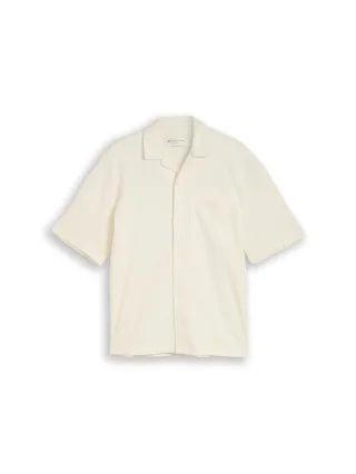 TOM TAILOR Denim - Relaxed Fit Resort Hemd mit Waffelstruktur beige - Gr. - M