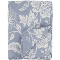 Wohndecke Chic Antique Quilt AIX SKY BLUE Blau Weiß mit Blumen Muster 180x130 cm, Chic Antique