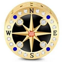 Gnoce Bead Gnoce Charm Kompass BSCS87 Silber vergoldet