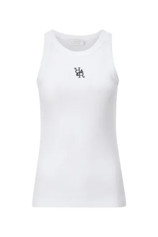Rich & Royal - Organic Rib Top Branded white - Gr. - XL