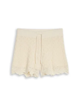 Denim Tom Tailor - Strickshorts mit Lochmuster dove white - Gr. - L