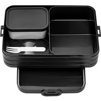 Mepal Lunchbox Bento-Lunchbox Take A Break Large, bis zu 8 Butterbrote, TPE/PP/ABS, Schwarze Edition, mit Fächern, ideal für unterwegs