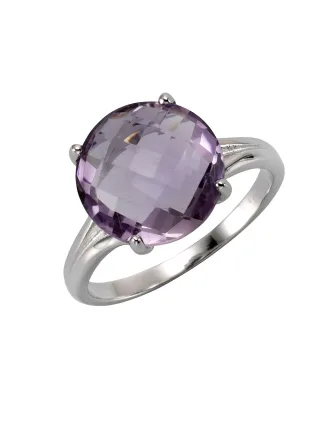 Zeeme Gemstones Ring Silber 925 rhodiniert mit echtem Amethyst 12mm