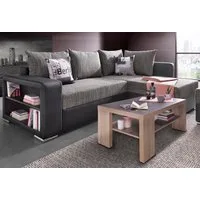 COLLECTION AB Ecksofa John L-Form, B: 226 cm, Bettfunktion, Bettkasten, Regalelement & 2 Zierkissen, Federkern