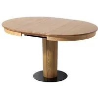 Woodek Design Esstisch Elin Ø110 cm + Verlängerung, aus massivem Eichenholz, matt lackiert (perfekt für moderne und klassische Essbereiche, 1-St., Massiver Eichen-Mittelfuß), Handgefertigter Küchentisch mit matt lackierter Oberfläche