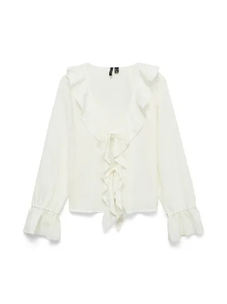 VERO MODA - VMJAMIE TIE LS TOP WVN Snow White - Gr. - L