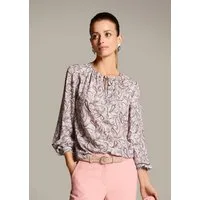 MADELEINE Langarmbluse Rundhals-Bluse mit Paisley-Druck Verspieltes Paisley-Muster, runder Ausschnitt mit Faltenakzent