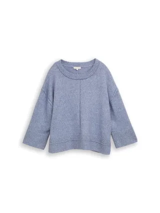Tom Tailor - Loose Fit Cosy Strickpullover fern blue melange - Gr. - M