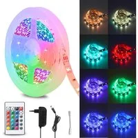Clanmacy LED Stripe 1-10m LED Streifen Lichtband 5050SMD Leiste RGB Fernsteuerung LED Band, 30-flammig, Licht-Streifen Fernbedienung RGB Lichterkette 5050 SMD Lichtleiste