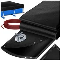 KESSER Solarabdeckplane Solar Poolabdeckung inkl. Stahlseil & Seilspanner mit Ösen, 200g/m² PE Material, UV-resistent & Wetterfest für Sommer & Winter