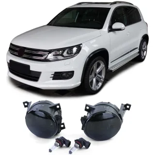 Klarglas Nebelscheinwerfer Schwarz für VW Caddy III 2K Eos Polo 6R Tiguan 5N Touran 1T