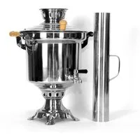 BIG-PAN Wasserkessel Samowar 5L Edelstahl Schornstein Holzkohle Samovar, Edelstahl (Samovar Holzkohle, Teekocher Teemaschine), Tea Maker with Chimney