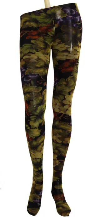 Dolce & Gabbana Damen Leggings mit schwarzem Traubenprint