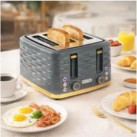 HOMCOM Toaster, 4 kurze Schlitze, für 4 Scheiben, 1860 W, Automatische Abschaltung, 7 Bräunungsstufen