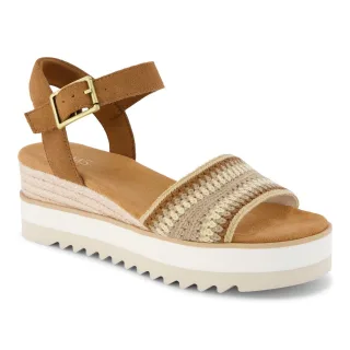 TOMS Diana Wedge Leder Damensandalen Dunkelbeige