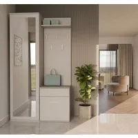 Selsey Garderoben-Set DUVIO, Flurmöbel-Set mit Spiegel & Schuhschrank, 100x180 cm