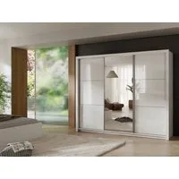 Home affaire Kleiderschrank LANDERY Garderobe mit Spiegel, 8 Fächer, 2 Kleiderstangen, Beleuchtung Schiebetürenschrank mit 3 Türen, Maße B/T/H: 252/67/213cm