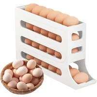 TUWENA Eierkorb 4-Tier Eier Aufbewahrung Kühlschrank, Automatisches Rollen Eierhalter, für 30 Eier, Eierhalter Automatisch Rollender Eierspender