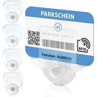 Wicked Chili Halterung Parkscheinhalter Clip für Auto Windschutzscheibe, (1er Set, 4-tlg., 4er-Pack, Made in Germany - KFZ Ticket Anwohnerparkausweis Saugnapf Halterung)