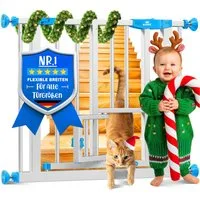 KESSER Türschutzgitter, Absperrgitter zum Klemmen mit Katzenklappe Treppenschutzgitter
