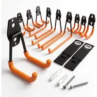 relaxdays Wandhaken 12-teiliges Wandhaken Set Kabelorganizer, Schläuche, Gartengeräte, Besen, Werkzeuge, Leitern, Kabel, (12-St), Schwarz / Orange