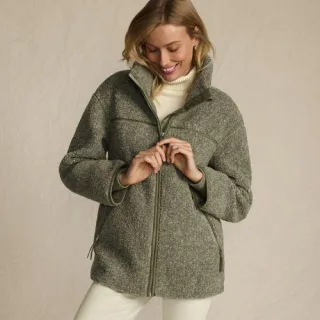 Sherpa-Fleecejacke für Damen, Damen, size: regular, Grau, Polyester, by Lands' End
