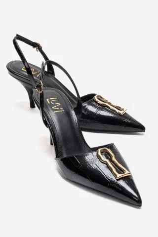 Yvella Schnalle Spitzer Zehenbereich Stiletto Pumps