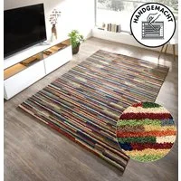 THEKO Wollteppich Gabbeh Multi, Handgefertigt, Teppich, meliert, reine Wolle, rechteckig, Höhe: 15 mm, Wohnzimmer, Schlafzimmer, Esszimmer