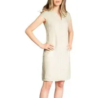 Caspar Sommerkleid Caspar SKL036 Damen Sommer Leinenkleid mit ausgefallenem Ausschnitt Luftig leicht, figurumspielende Form, mit seitlichem Jersey-Einsatz