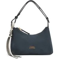 Tommy Hilfiger Schultertasche TH STATEMENT MINI SHOULD BAG SUE (Set, Abnehmbarer Anhänger), Damen Handtasche, Tragetasche mit Logoschriftzug