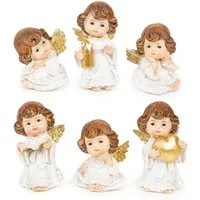 Logbuch-Verlag Dekofigur 6 kleine Weihnachtsengel weiß Gold - Weihnachtsdekoration 6 cm