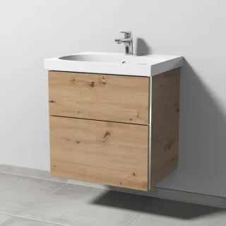 Sanipa 3way Waschtischunterbau zu Geberit Acanto Waschtisch mit 2 Auszügen, Eiche Natural-Touch BR41585