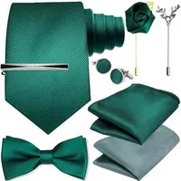 Diyarts Krawatte Hochzeitskrawatte (Fliegen Set mit, Einstecktuch, Manschettenköpfe, Krawattennadel, Boutonniere) Hochwertige Materialien, Vielseitigkeit & Ideales Geschenk