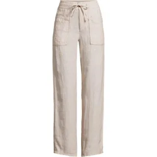 Relaxte Leinenhose mit geradem Bein, Damen,  Weiß, Leinen, by Lands' End