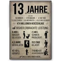Tigerlino Poster Geburtstag Geschenk Männer Frauen Geburtstagskarte Geschenkidee Lustig, 13. Geburtstag Jahrgang 2013, Geburtstagsgeschenk
