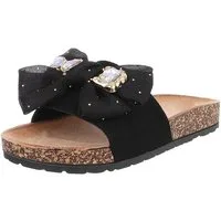Ital-Design Elegante Damen-Sandalen mit Schleife und Glitzer-Details Pantolette (89542439) Flach Pantoletten in Schwarz
