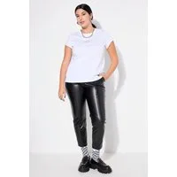 Studio Untold Funktionshose Fakeleder-Hose Mom-Shape teilelastischer Bund