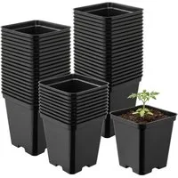 Garronda Blumentopf Kunststoff eckig mit Drainagelöchern Blumentopf für Garten GD-0199 (50 St., 50er Set)
