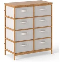 COSTWAY Sideboard, mit 8 abnehmbaren Stoffschubladen Bambus 80x40x94cm