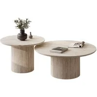 yourhouse24 Couchtisch Set ORI 2in1 Riffel-Design (2er Set), Breite 60 und 80 cm