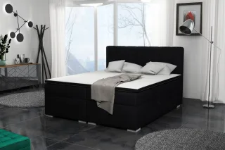 Boxspringbett Schlafzimmerbett LAURIN 180x200cm Stoff Inari Schwarz