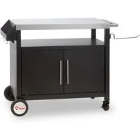 BBQ-Toro Grillablagetisch Grillwagen 103,5 x 59 x 81 cm, Silber/Schwarz Grilltisch, Servierwagen (1-St), Zwei integrierte Bremsen