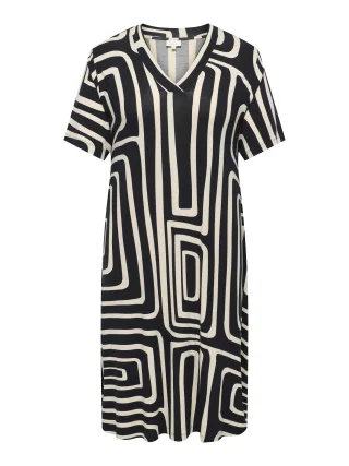 ONLY CARMAKOMA - CARFYRLA S/S V-NECK BLK AOP DRESS NOOS Black - Gr. - 48
