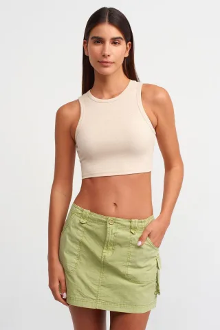 Damen Rippstrick Ärmelloses Crop Top