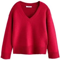Next V-Ausschnitt-Pullover Gerippter Strickpullover mit V-Ausschnitt (1-tlg)